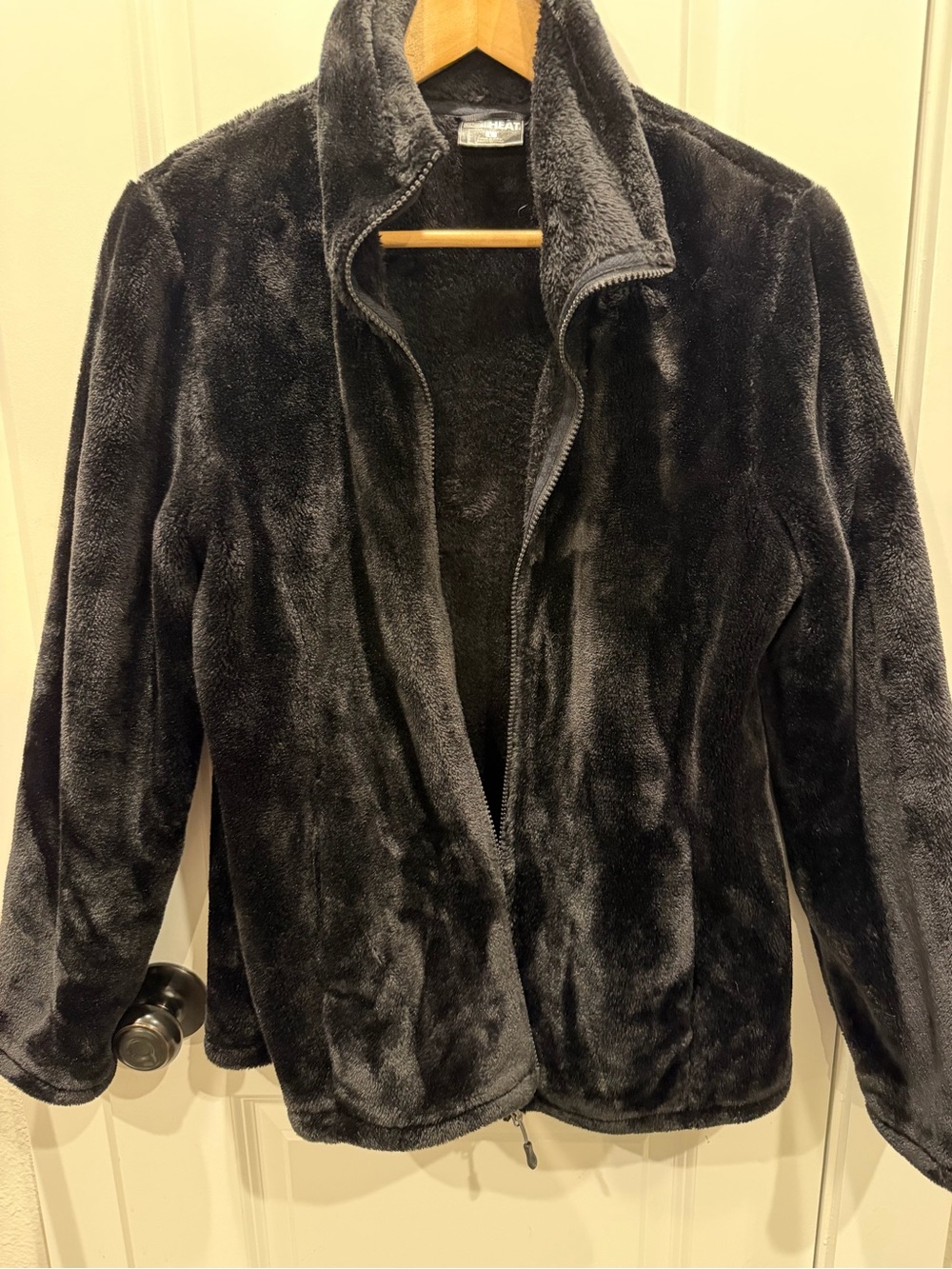 32 Degrees Black Plush Zip-Front Teddy Jacket